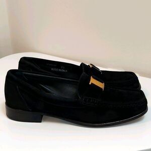 Bally Black Suede Loafers Sz 5.5